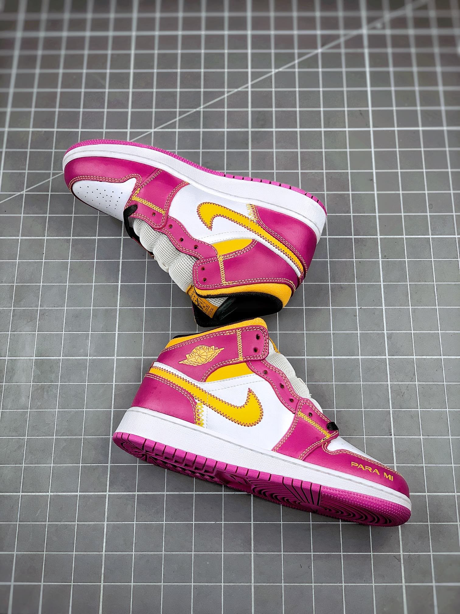 Air Jordan 1 Mid Dia De Los Muertos White/Fuchsia-Orange-Black 3