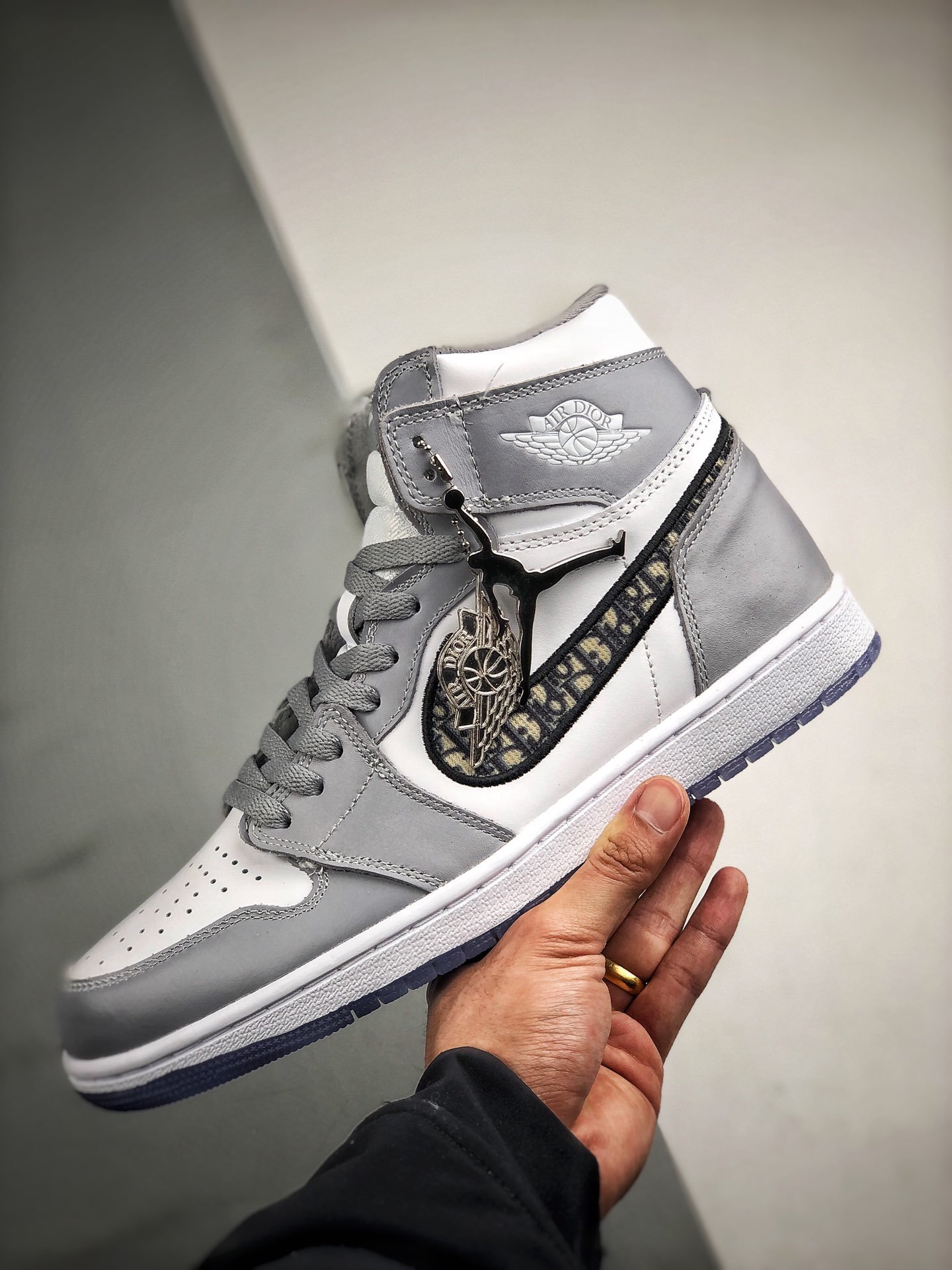 Di*Or X Air Jordan 1 High Collaboration Grey/Black-Sail 3