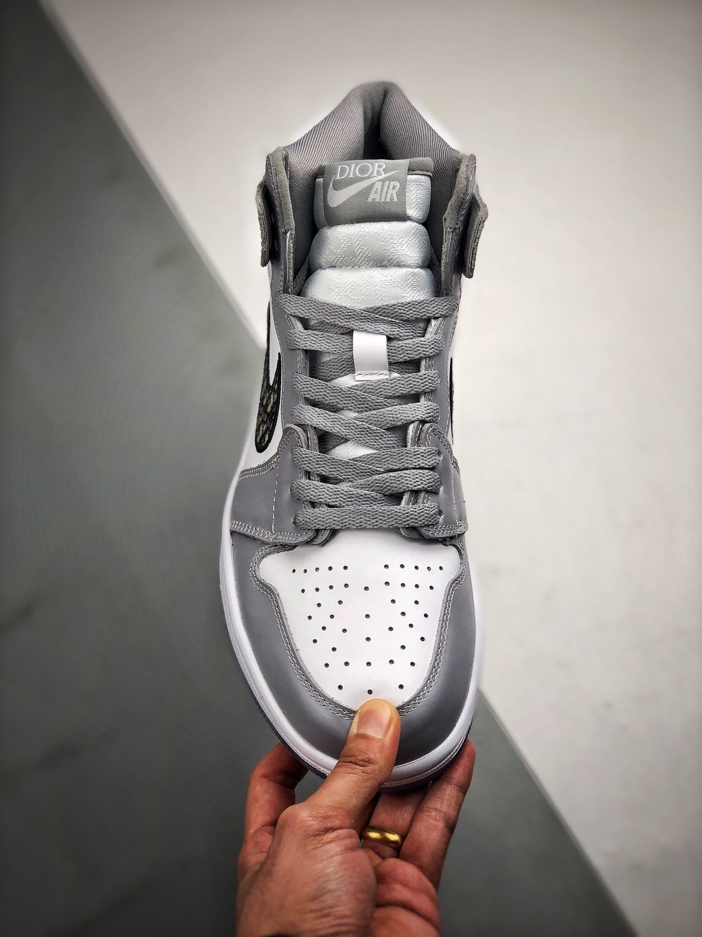 Di*Or X Air Jordan 1 High Collaboration Grey/Black-Sail 5