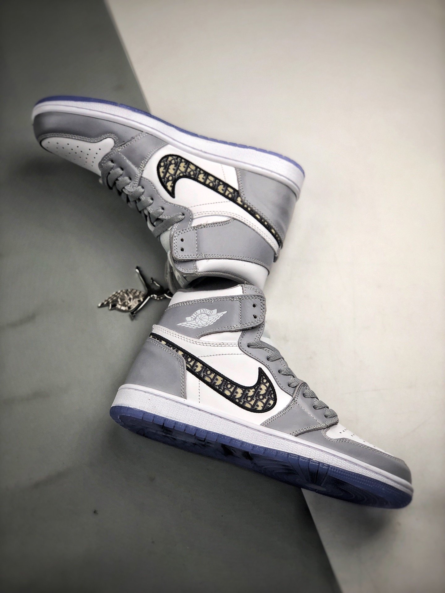 Di*Or X Air Jordan 1 High Collaboration Grey/Black-Sail 9