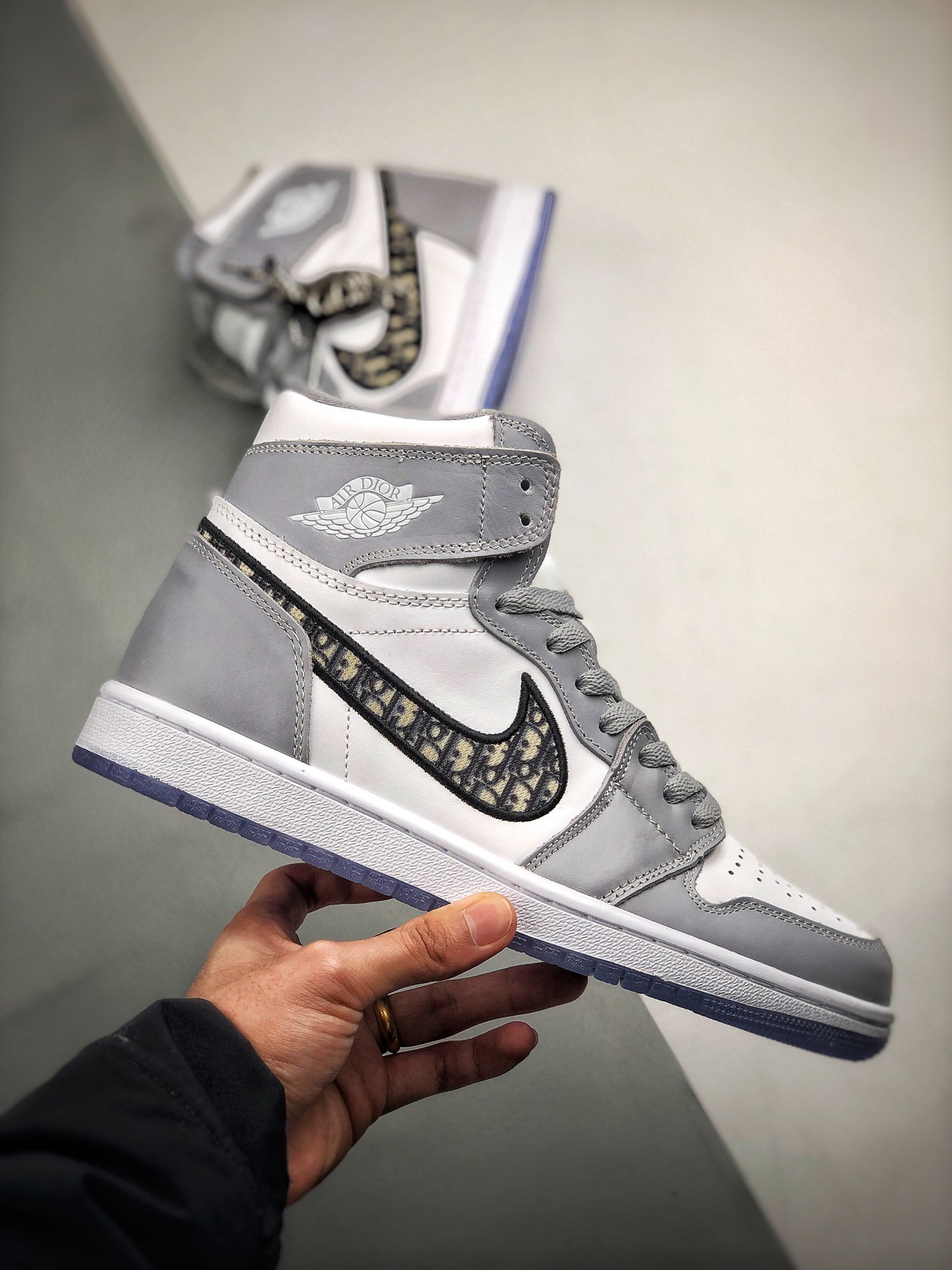 Di*Or X Air Jordan 1 High Collaboration Grey/Black-Sail 15