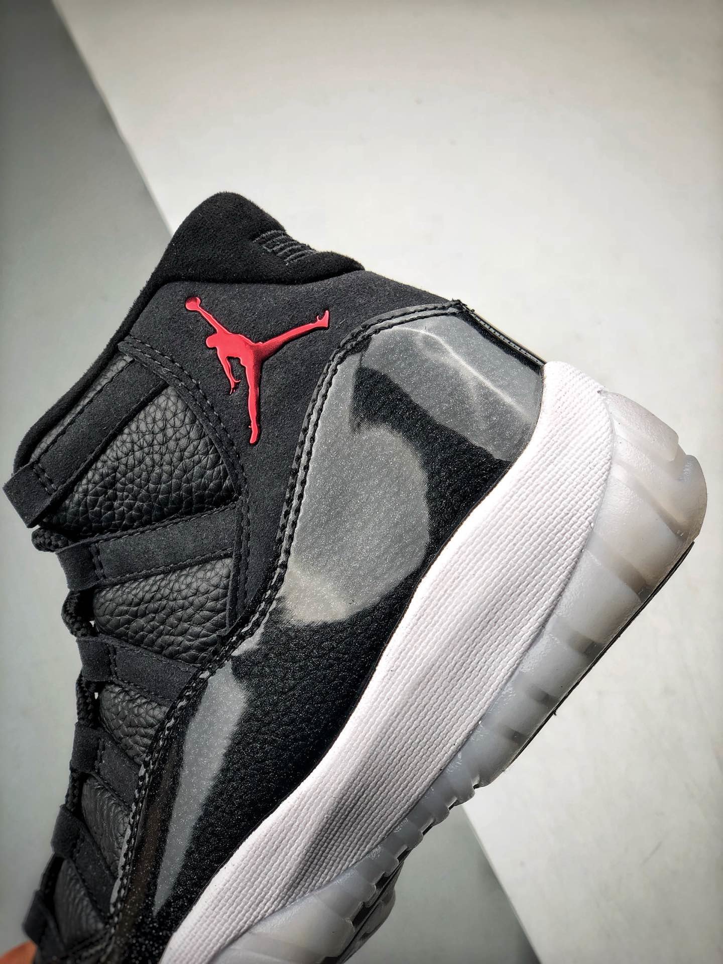 Original Quality Air Jordan 11 Retro 72-10 Black/Black-Varsity Red 5