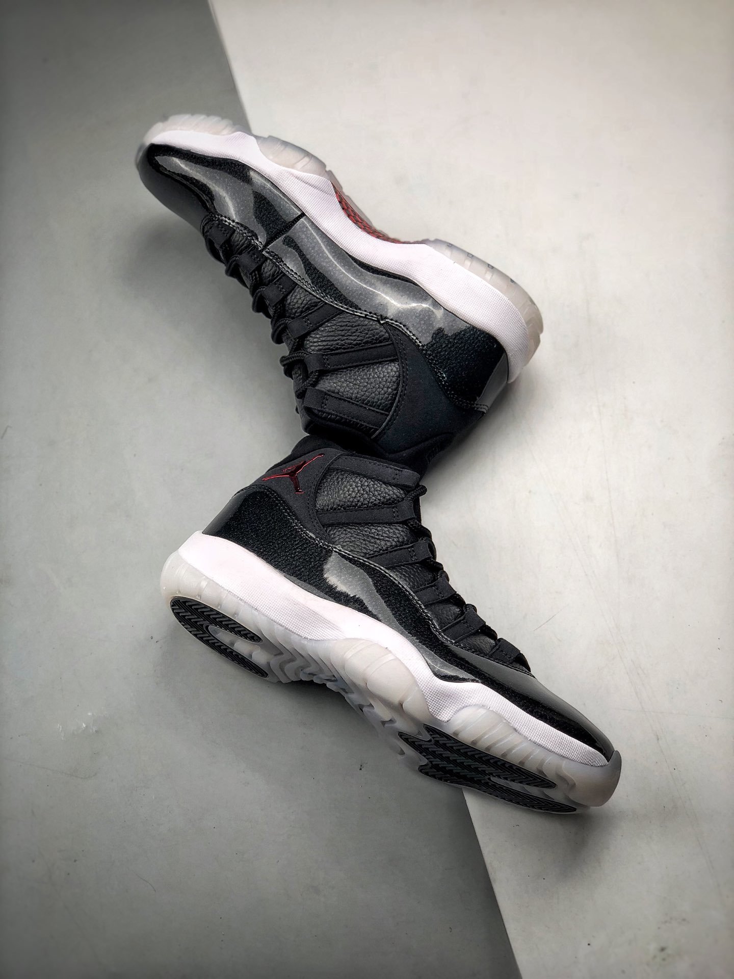 Original Quality Air Jordan 11 Retro 72-10 Black/Black-Varsity Red 7