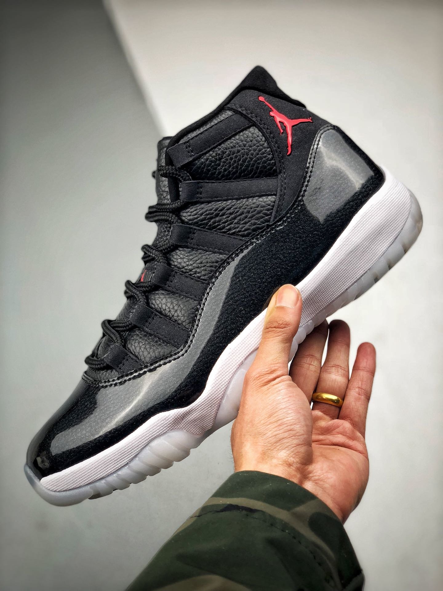 Original Quality Air Jordan 11 Retro 72-10 Black/Black-Varsity Red 13