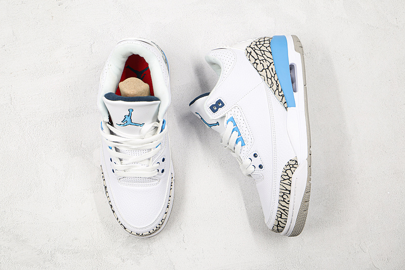 Air Jordan 3 Retro Unc White/Valor Blue/Tech Grey 9