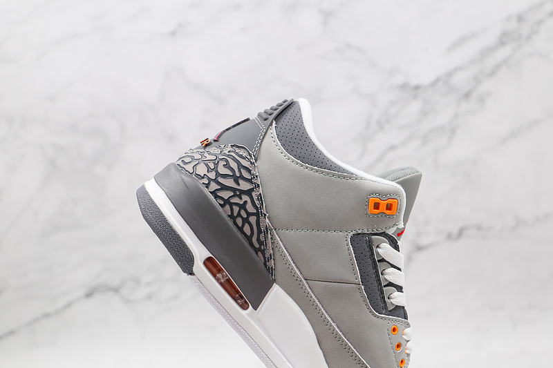 Air Jordan 3 Retro Cool Grey Silver/Light Graphite-Orange Peel-Sport Red 5