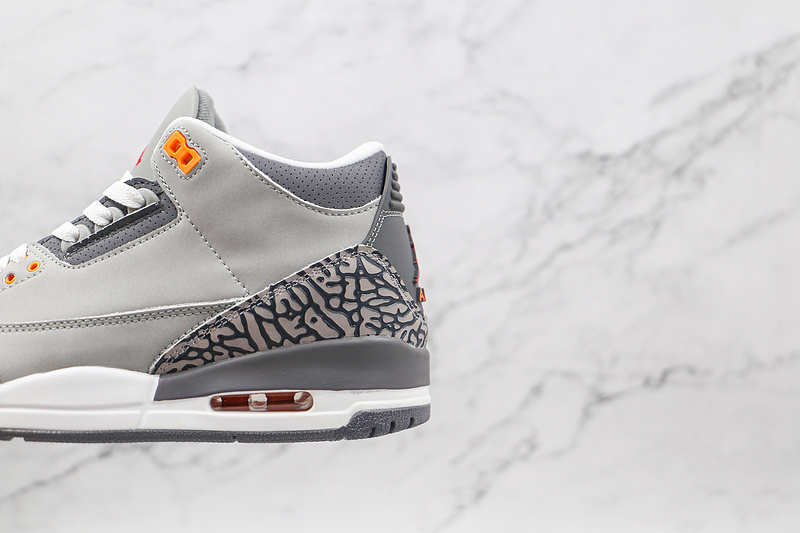 Air Jordan 3 Retro Cool Grey Silver/Light Graphite-Orange Peel-Sport Red 7