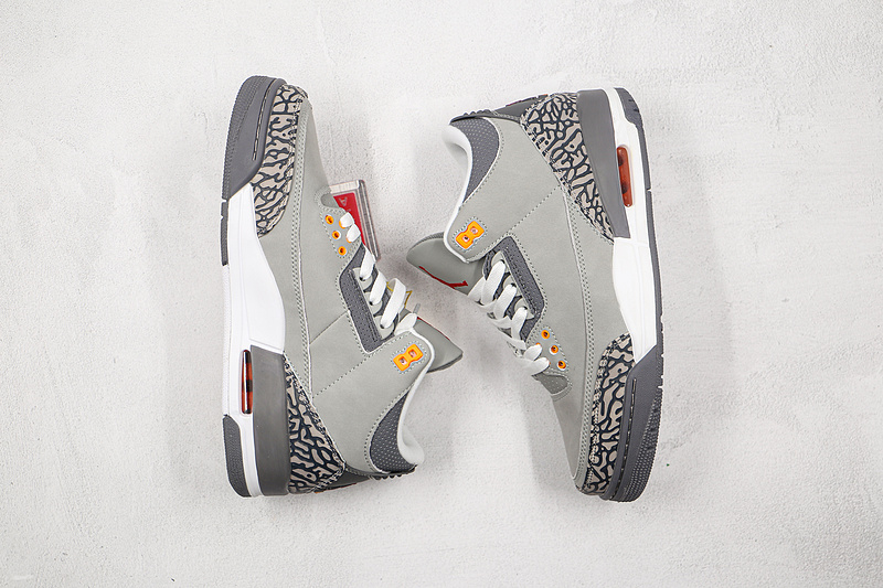 Air Jordan 3 Retro Cool Grey Silver/Light Graphite-Orange Peel-Sport Red 19