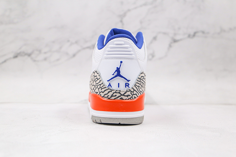 Air Jordan 3 Retro Knicks White/Old Royal-University Orange-Tech Grey 3