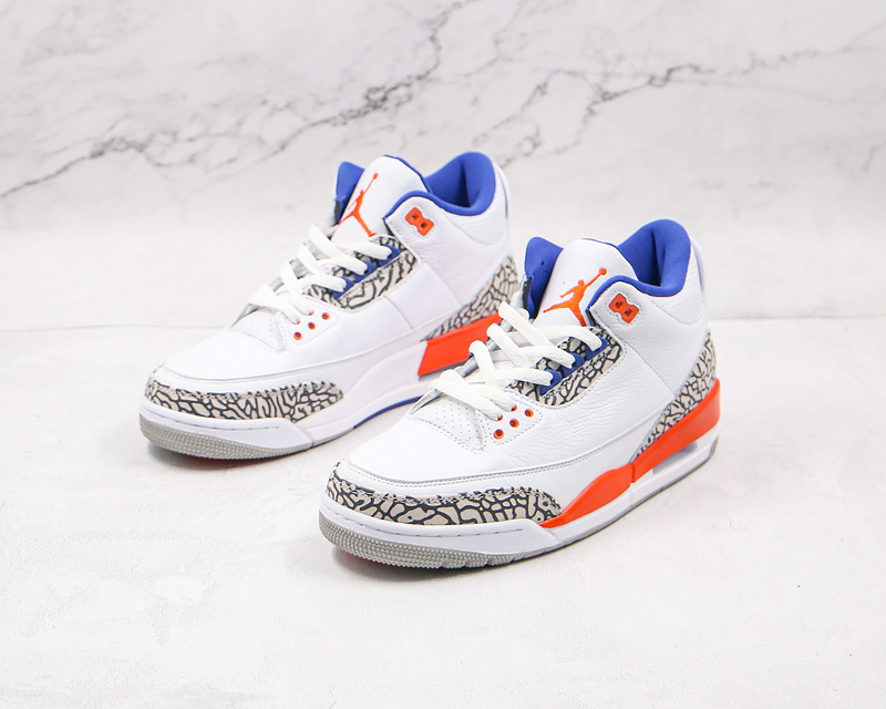 Air Jordan 3 Retro Knicks White/Old Royal-University Orange-Tech Grey 7