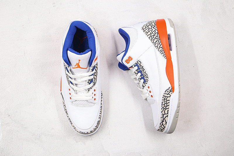 Air Jordan 3 Retro Knicks White/Old Royal-University Orange-Tech Grey 9