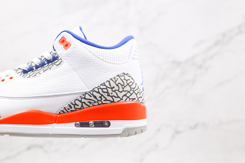 Air Jordan 3 Retro Knicks White/Old Royal-University Orange-Tech Grey 13