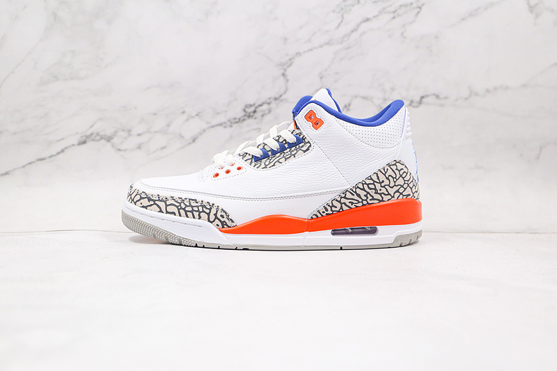 Air Jordan 3 Retro Knicks White/Old Royal-University Orange-Tech Grey 15