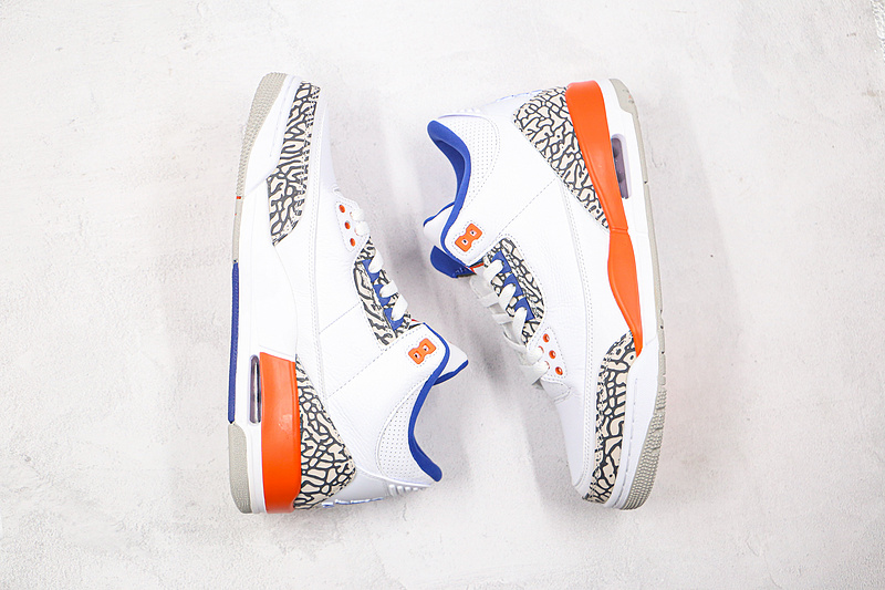 Air Jordan 3 Retro Knicks White/Old Royal-University Orange-Tech Grey 17