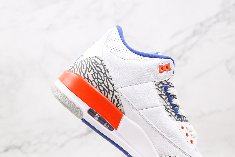 Air Jordan 3 Retro Knicks White/Old Royal-University Orange-Tech Grey 19