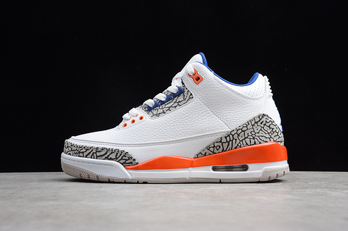 Gz Air Jordan 3 Retro Knicks White/Old Royal/Orange/Grey 19