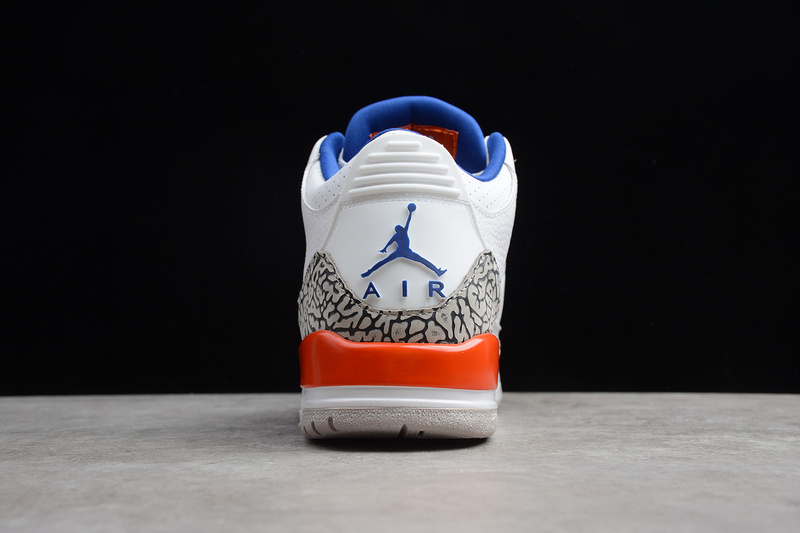 Gz Air Jordan 3 Retro Knicks White/Old Royal/Orange/Grey 31