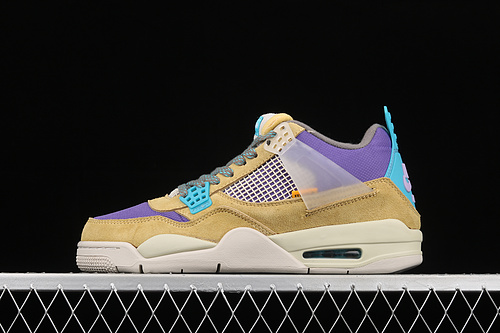 Union La X Air Jordan 4 Retro Desert Moss/Turquoise Blue/Dark Iris 9