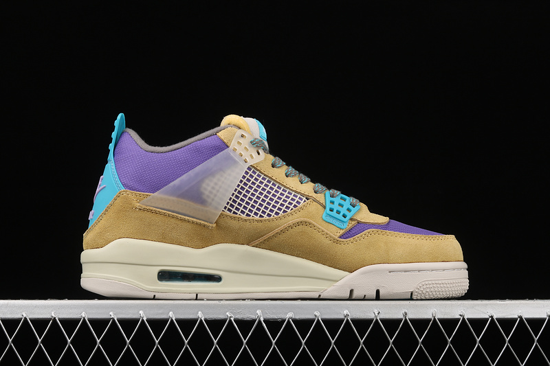 Union La X Air Jordan 4 Retro Desert Moss/Turquoise Blue/Dark Iris 15