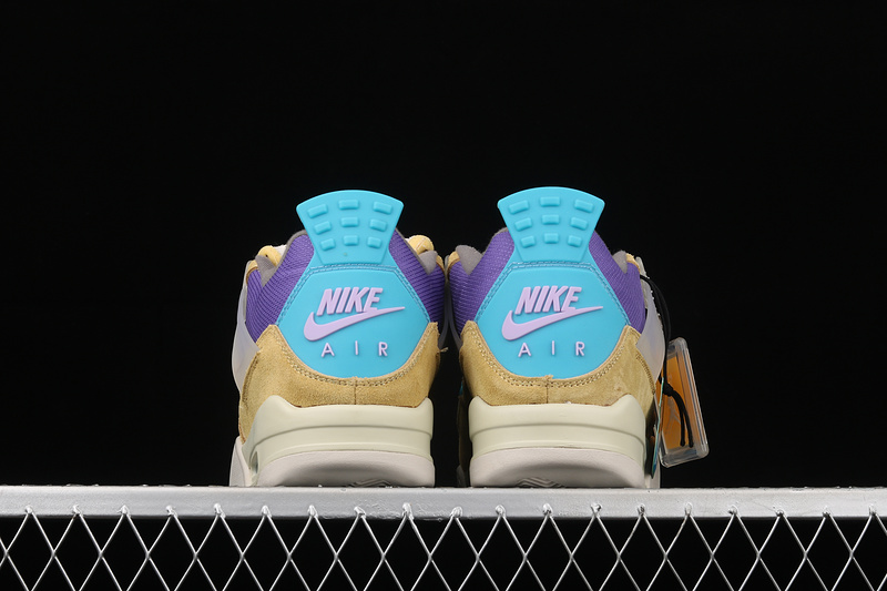 Union La X Air Jordan 4 Retro Desert Moss/Turquoise Blue/Dark Iris 17