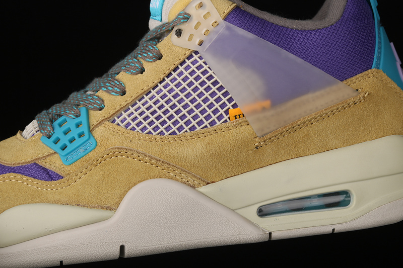 Union La X Air Jordan 4 Retro Desert Moss/Turquoise Blue/Dark Iris 19