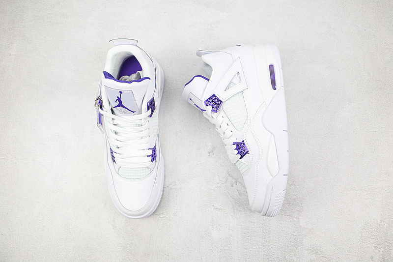 Air Jordan 4 Retro White/Court Purple/Metallic Silver 3