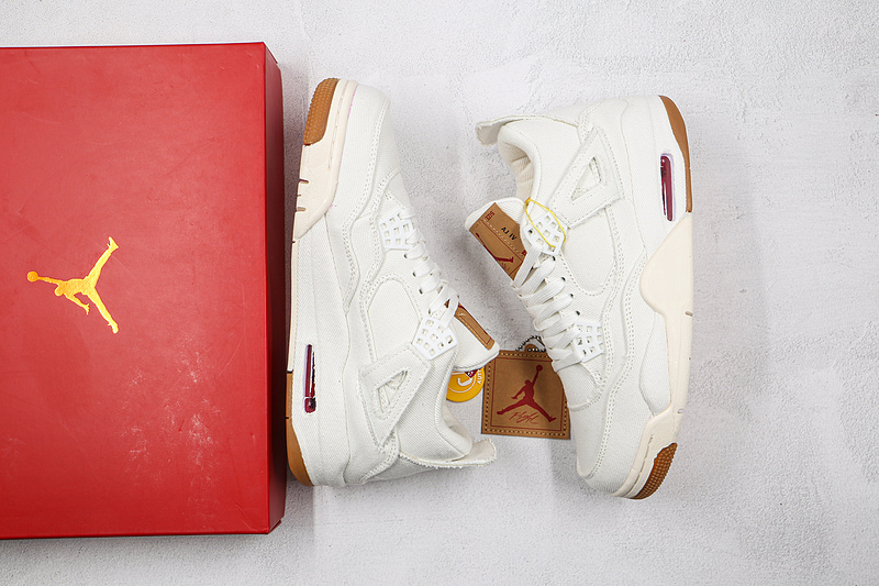 Levi's X Air Jordan 4 Retro White Denim White/White-White 9