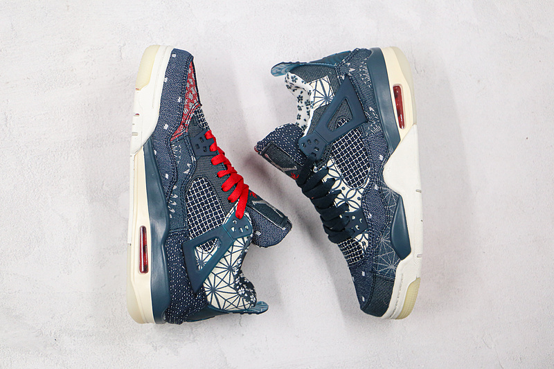 Air Jordan 4 Retro Sashiko Deep Ocean/Sail/Cement Grey/Fire Red 15