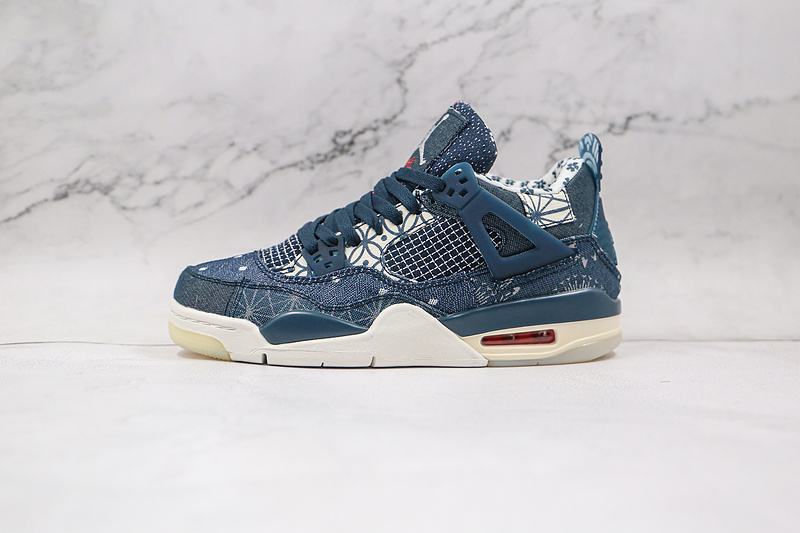 Air Jordan 4 Retro Sashiko Deep Ocean/Sail/Cement Grey/Fire Red 19