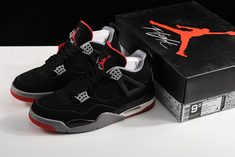 Air Jordan 4 Retro Bred Black/Fire Red-Cement Grey 11