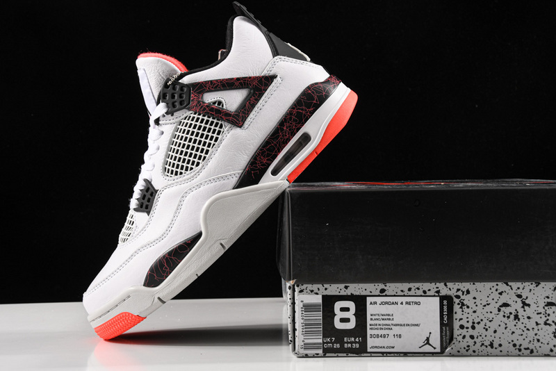 Air Jordan 4 Retro White/Black-Bright Crimson-Pale Citron 41