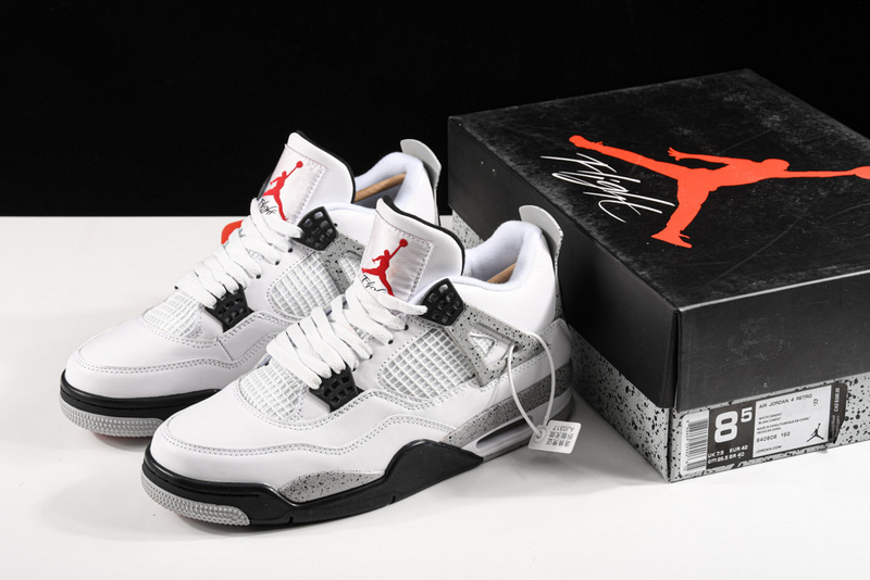 Air Jordan 4 Retro Og Cement White/Fire Red-Black-Tech Grey 41