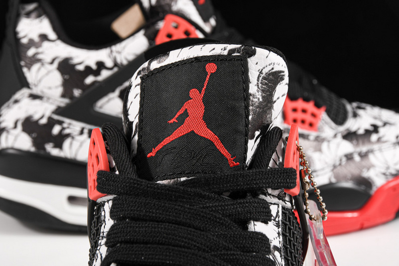 Air Jordan 4 Tattoo Black/Fire Red/Black/White 3