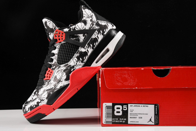 Air Jordan 4 Tattoo Black/Fire Red/Black/White 15