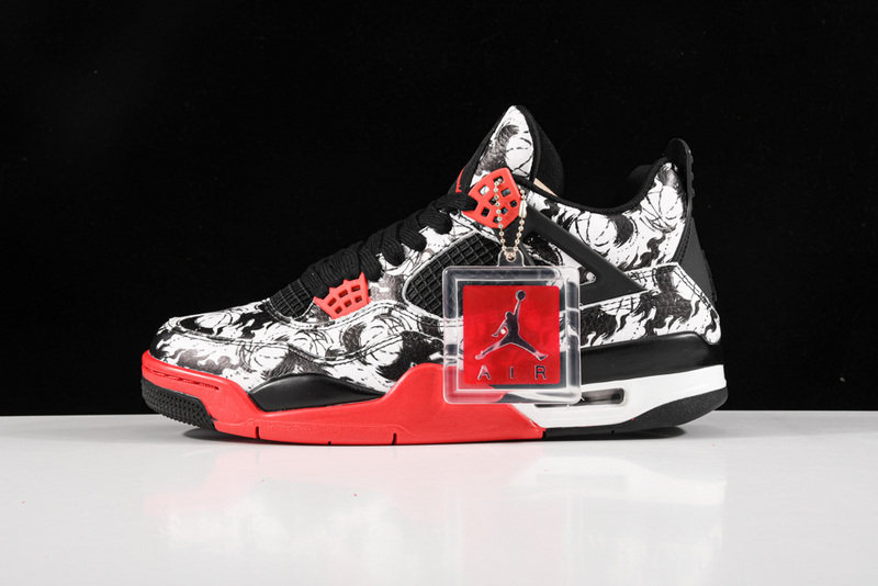 Air Jordan 4 Tattoo Black/Fire Red/Black/White 23