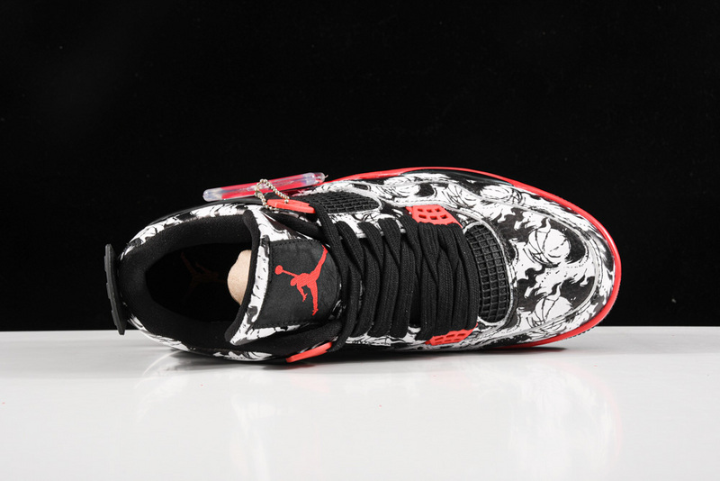 Air Jordan 4 Tattoo Black/Fire Red/Black/White 25