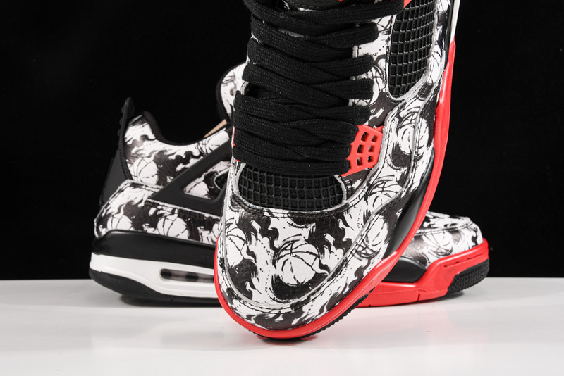 Air Jordan 4 Tattoo Black/Fire Red/Black/White 29