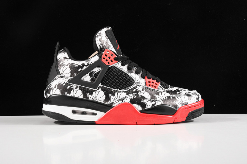 Air Jordan 4 Tattoo Black/Fire Red/Black/White 39