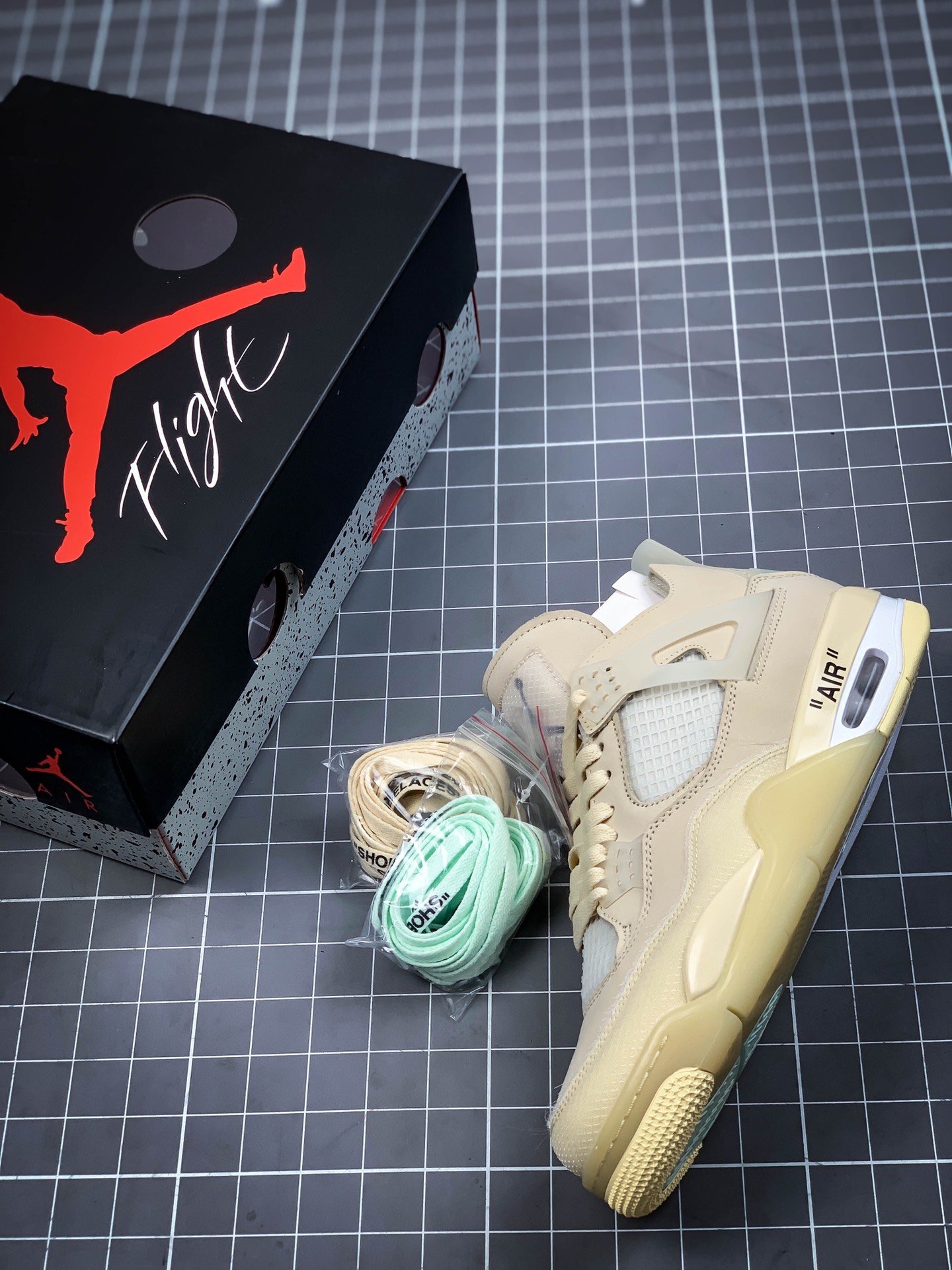 Ow X Air Jordan 4 Sp Sail/Muslin-White-Black 3