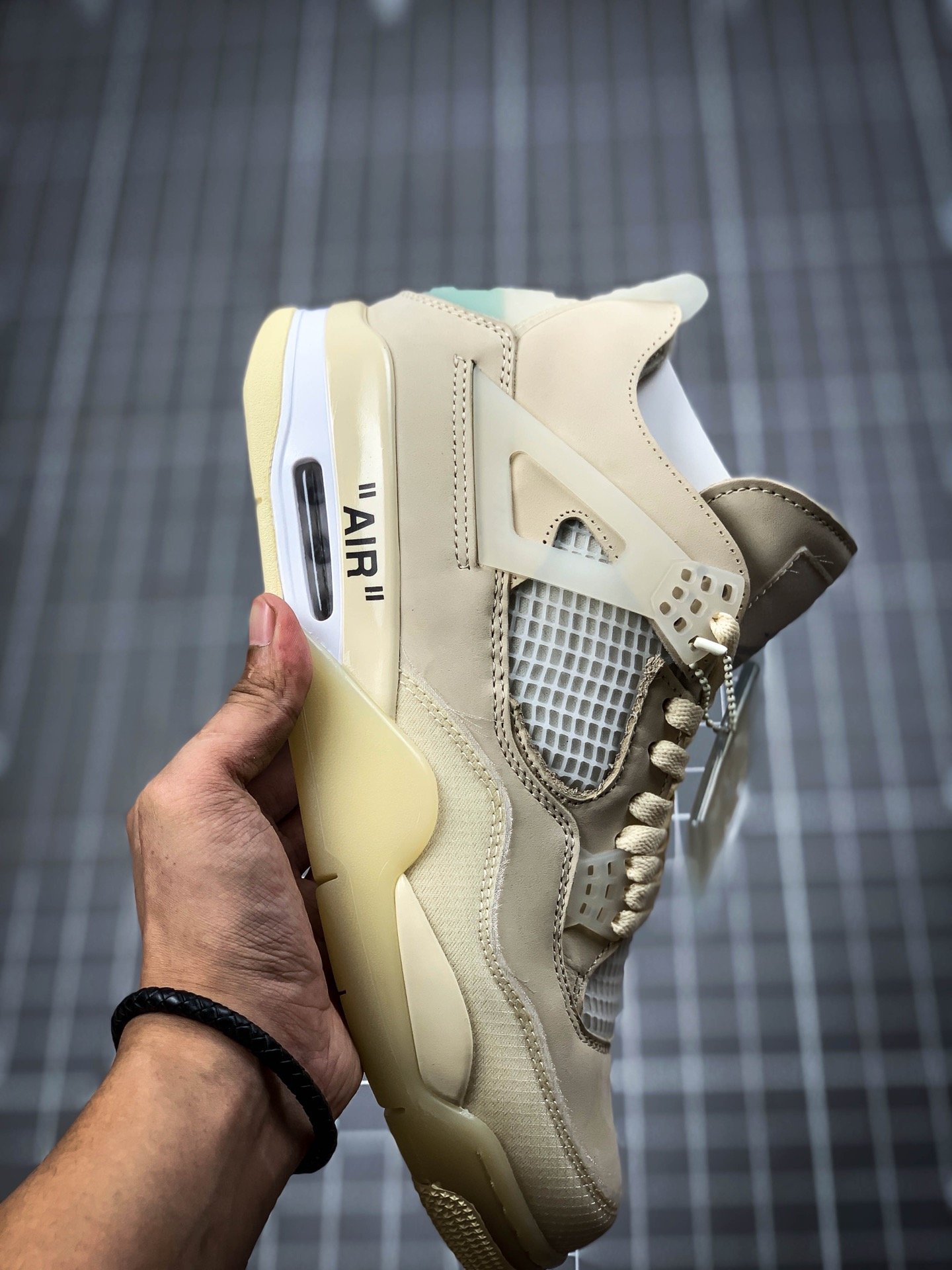 Ow X Air Jordan 4 Sp Sail/Muslin-White-Black 7