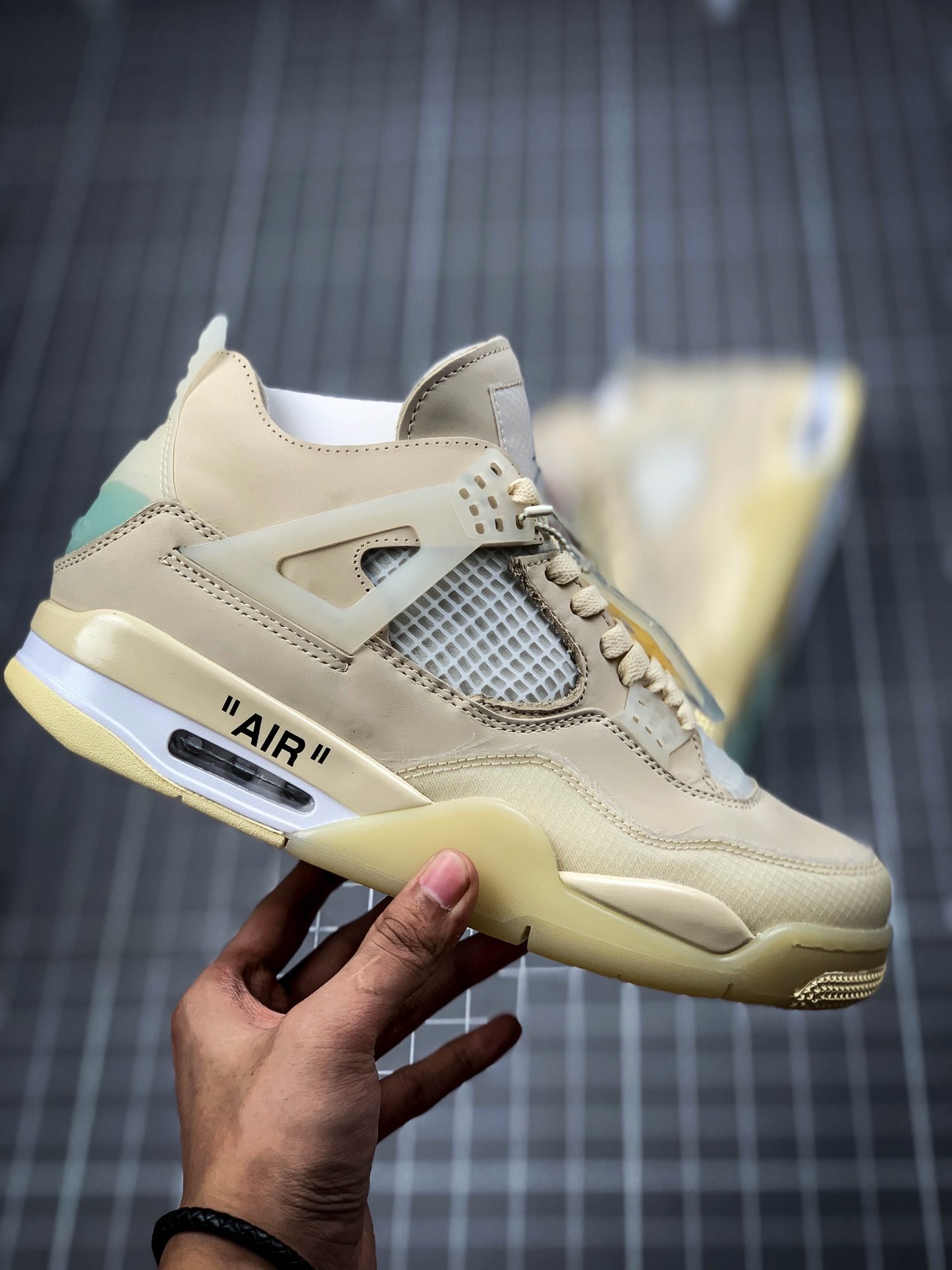 Ow X Air Jordan 4 Sp Sail/Muslin-White-Black 9