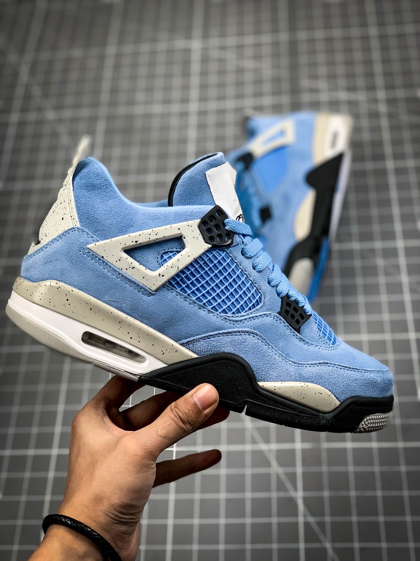 Pk Air Jordan 4 Retro University Blue/Tech Grey/White/Black 7