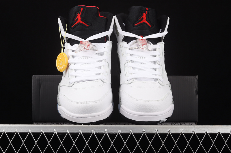 Air Jordan 5 Retro White Cement White/University Red-Black-Metallic Silver 5