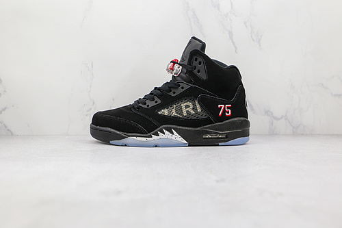 Paris Saint-Germain X Air Jordan 5 Retro Black/Black-Red 3