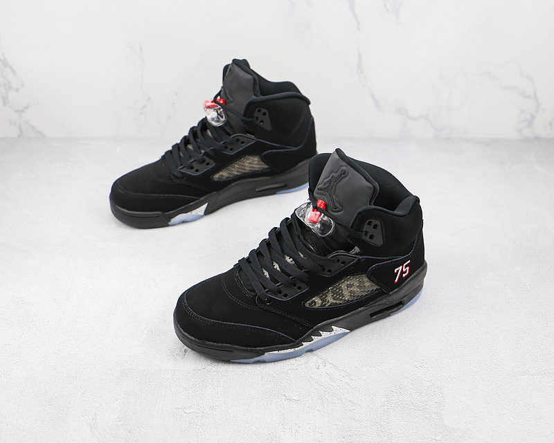 Paris Saint-Germain X Air Jordan 5 Retro Black/Black-Red 7