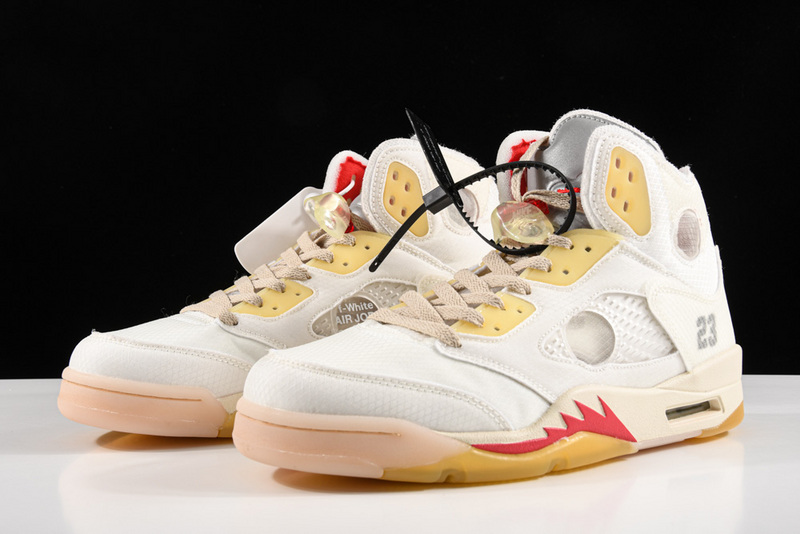 Ow X Air Jordan 5 White/Fire Red 3