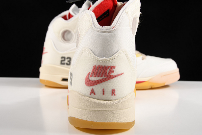 Ow X Air Jordan 5 White/Fire Red 29