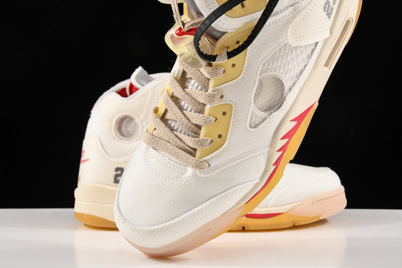 Ow X Air Jordan 5 White/Fire Red 33