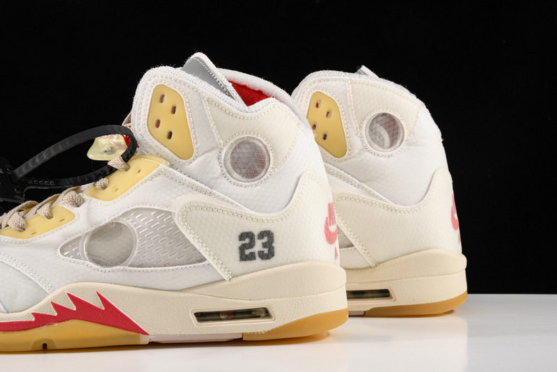 Ow X Air Jordan 5 White/Fire Red 37