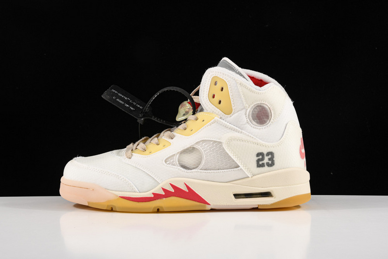 Ow X Air Jordan 5 White/Fire Red 45